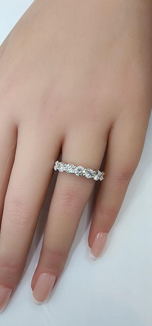 4 Carat Total Weight Round Cut Eternity Band, 14k White Gold, Size 7