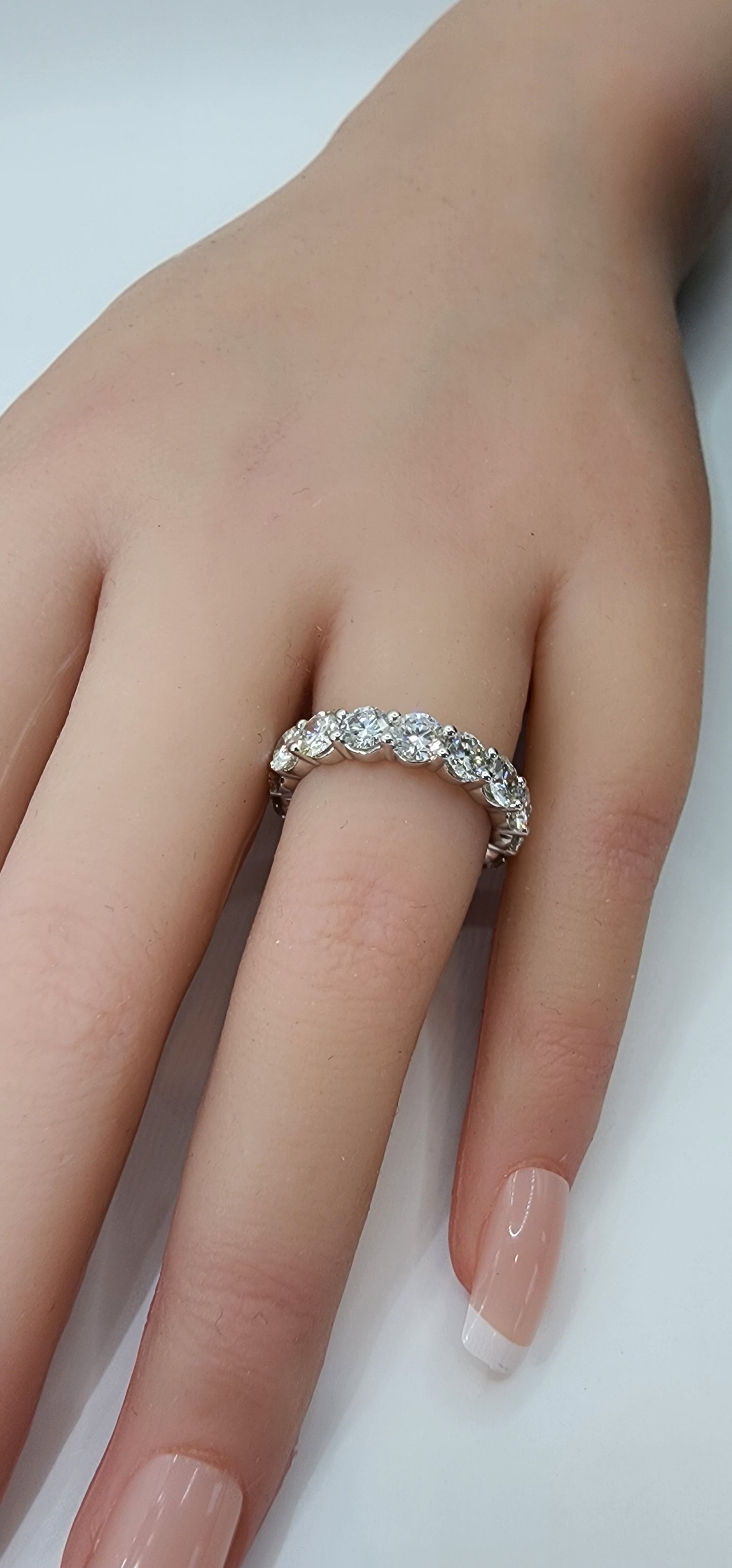 4 Carat Total Weight Round Cut Eternity Band, 14k White Gold, Size 6