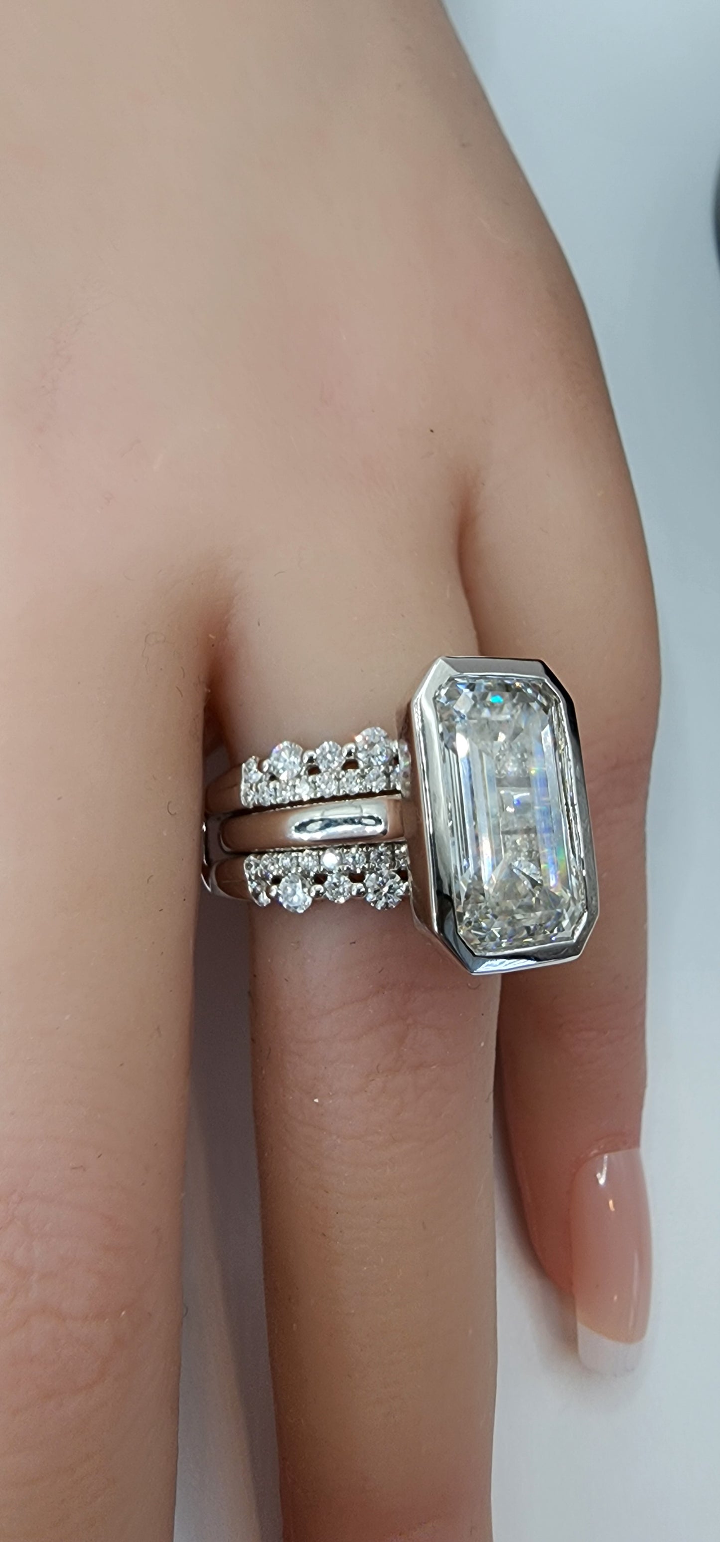 1 Carat Total Weight Mixed Cut Ring Enhancer in 14k White Gold (Shown with Paula Setting), Size 7