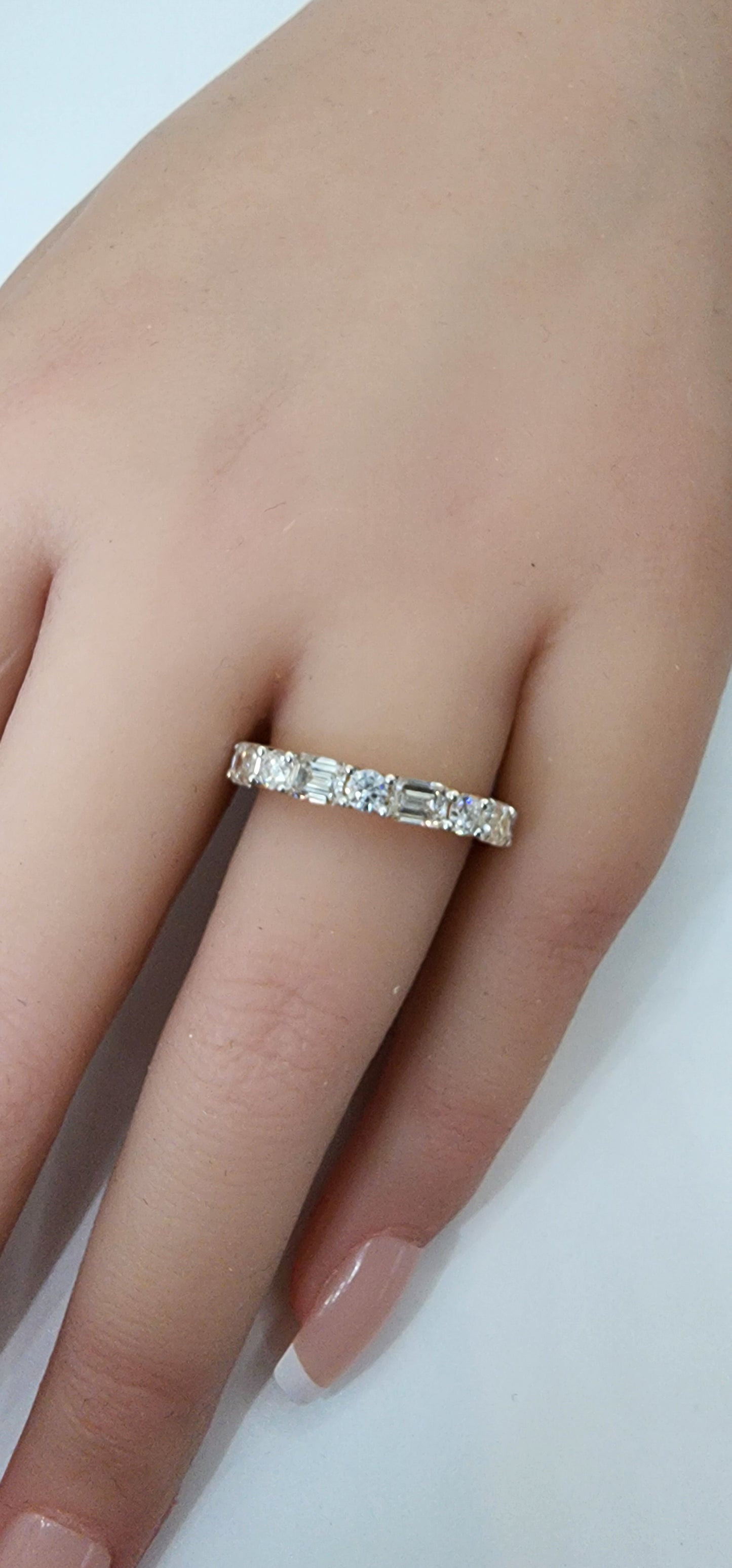 3.5 Carat Total Weight Round/Emerald Cut Lab Grown Diamond Eternity Band in 14k Yellow Gold, Size 7