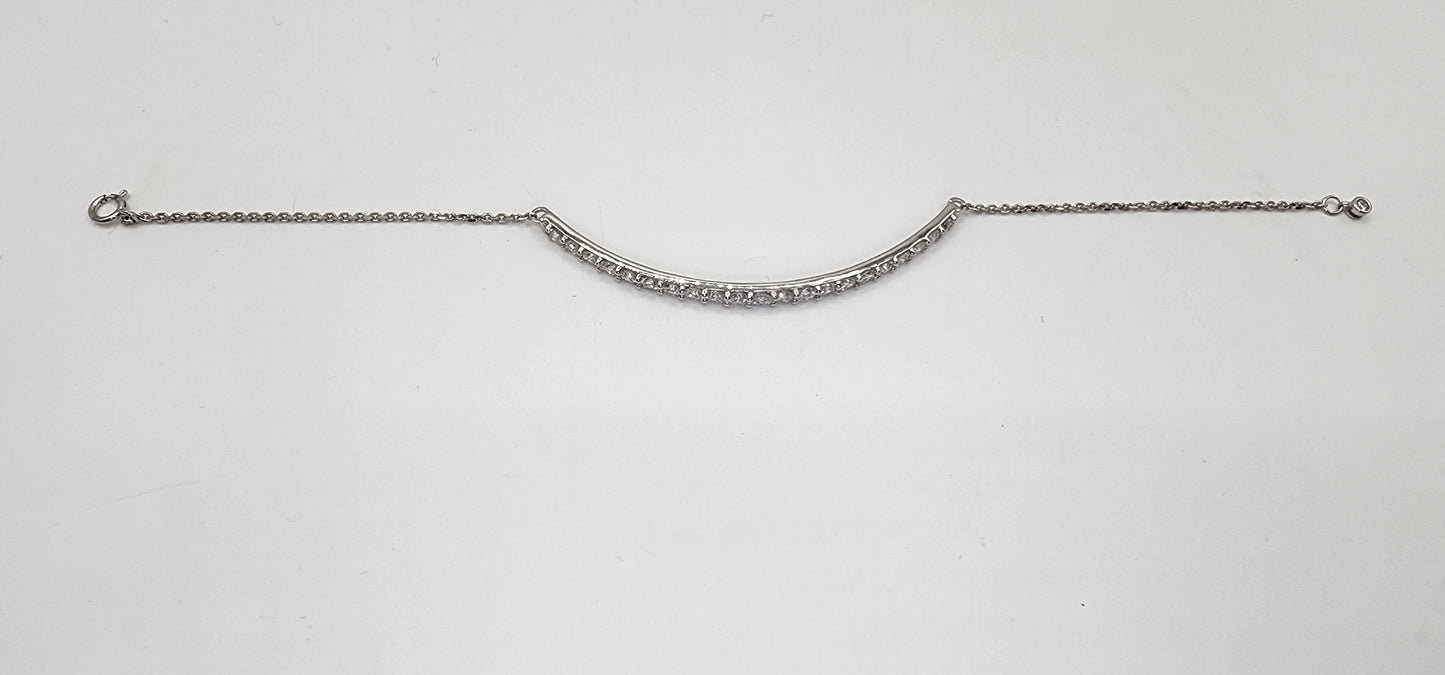 White gold and diamond bracelet on a white background