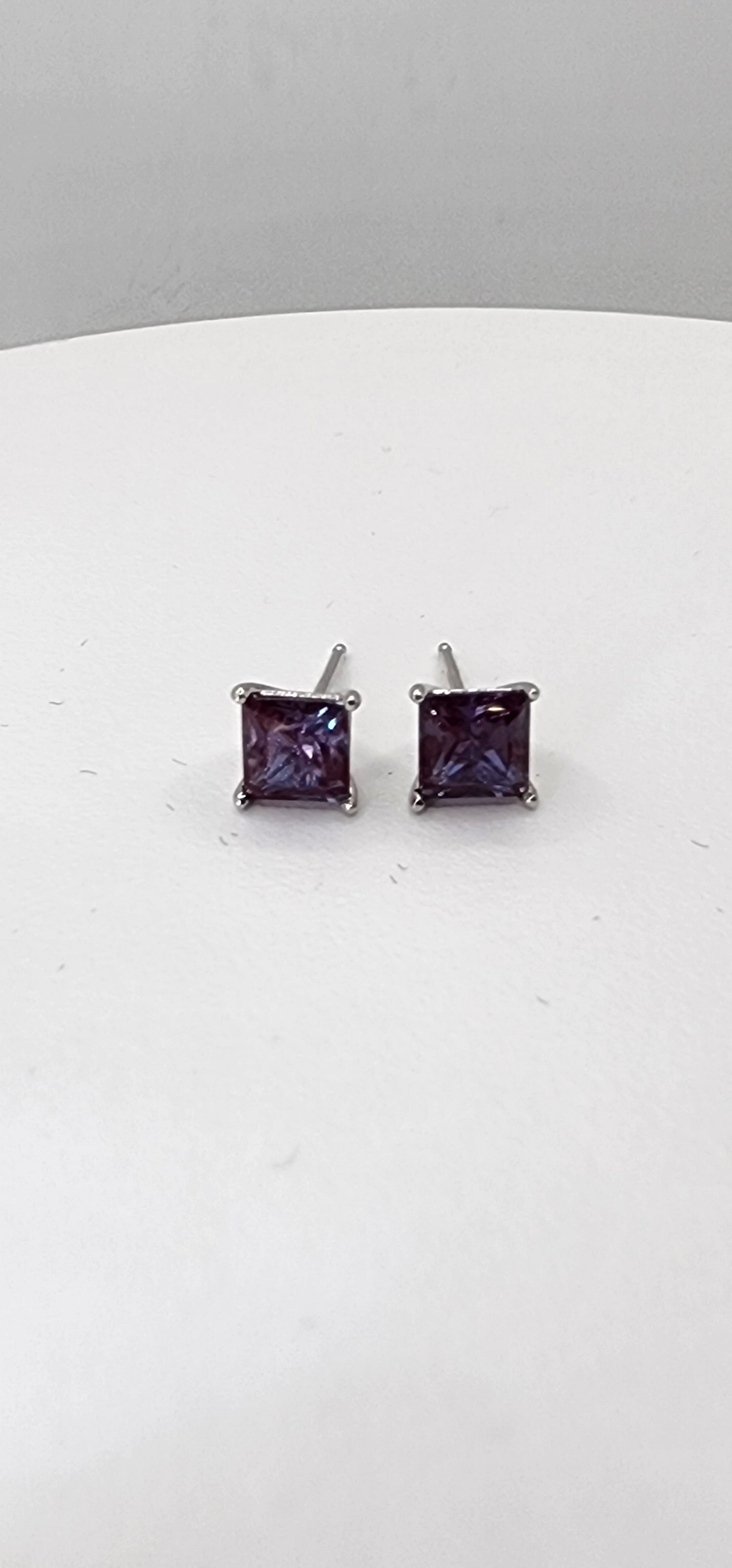 1.5 Carat Total Weight Lab Grown Alexandrite Studs Earrings, 14k White Gold