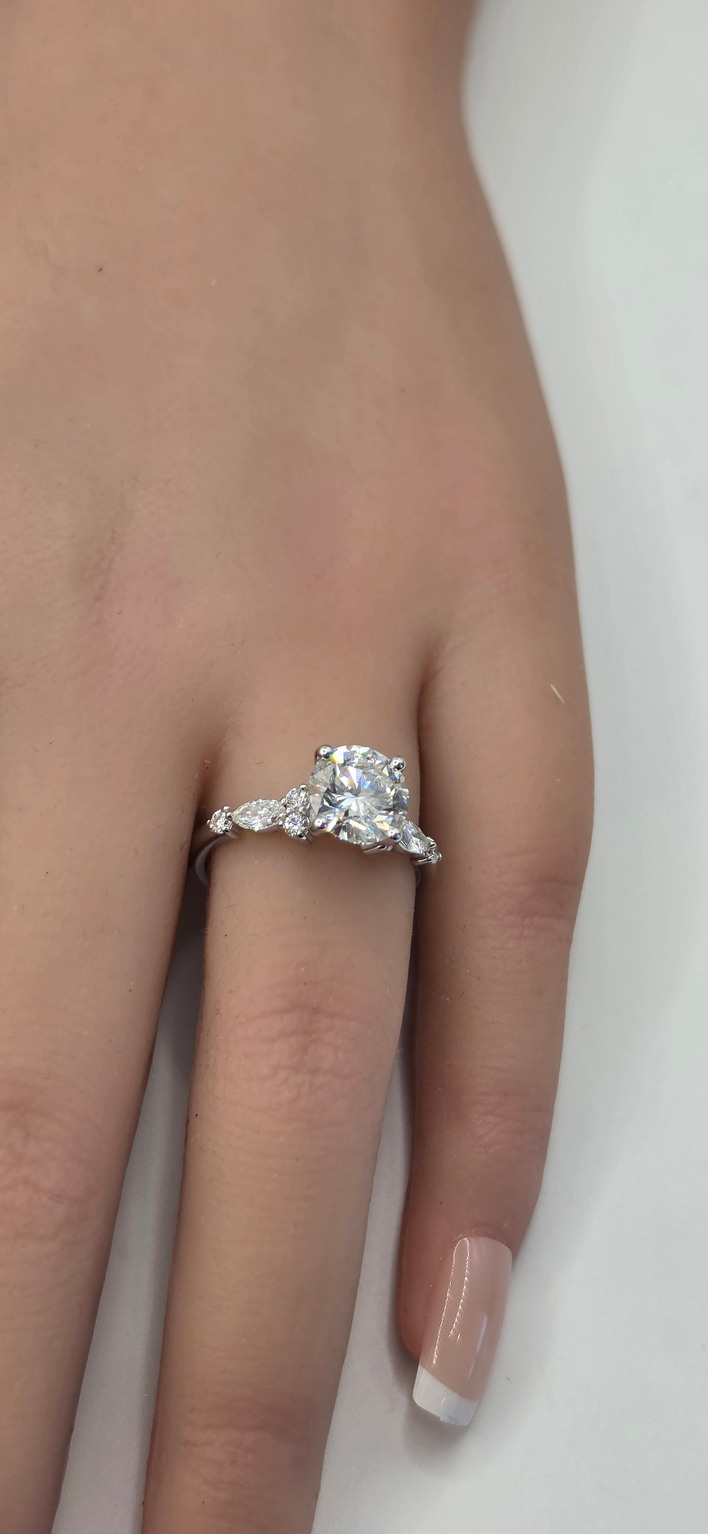 "The Gail" a 2 Carat Round E/VS1 Lab Grown Diamond on Accented 14k White Gold Band