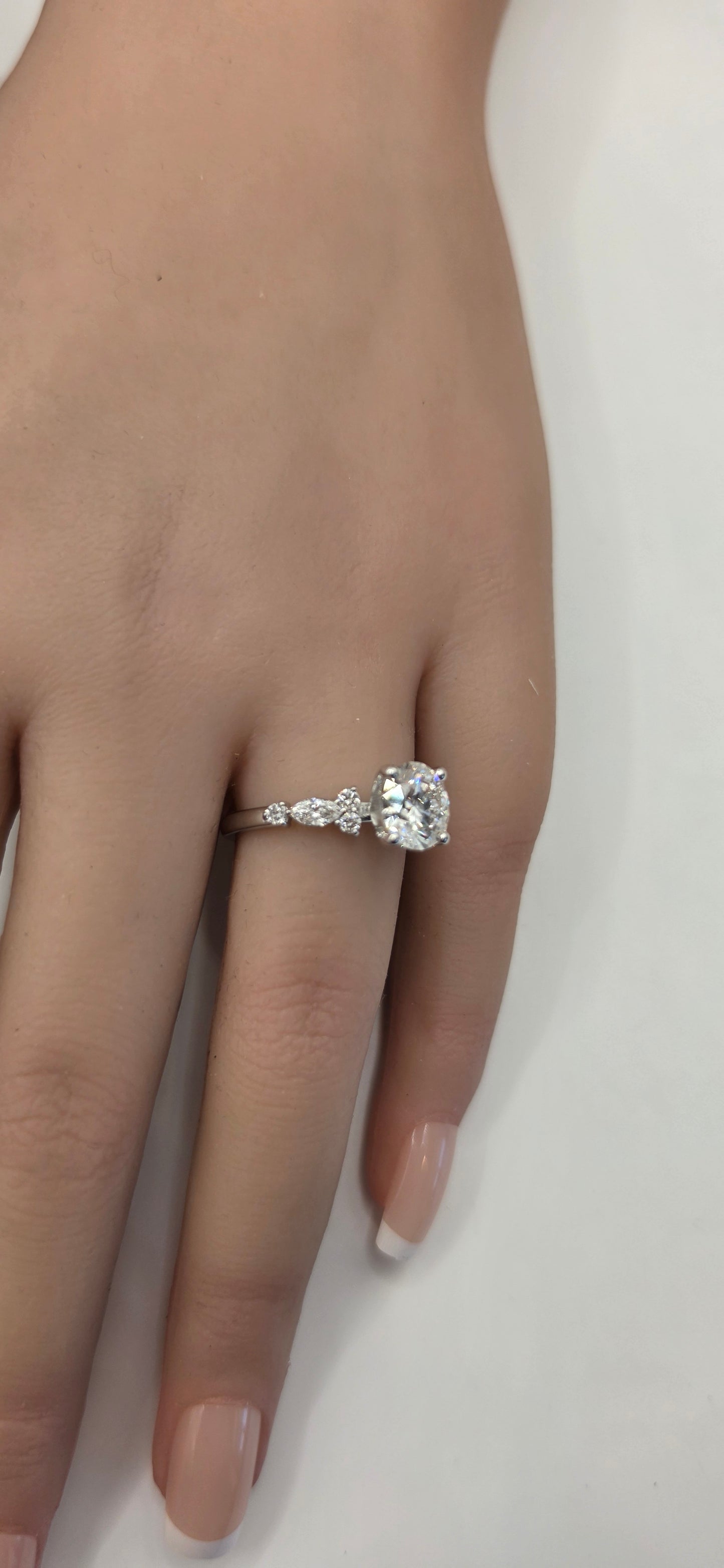 "The Gail" a 2 Carat Round E/VS1 Lab Grown Diamond on Accented 14k White Gold Band