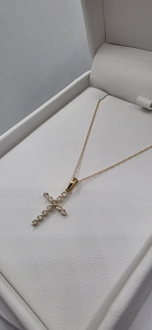 .25 Carat Total Weight Lab Grown Diamond Cross 16" Necklace, 14k Yellog Gold