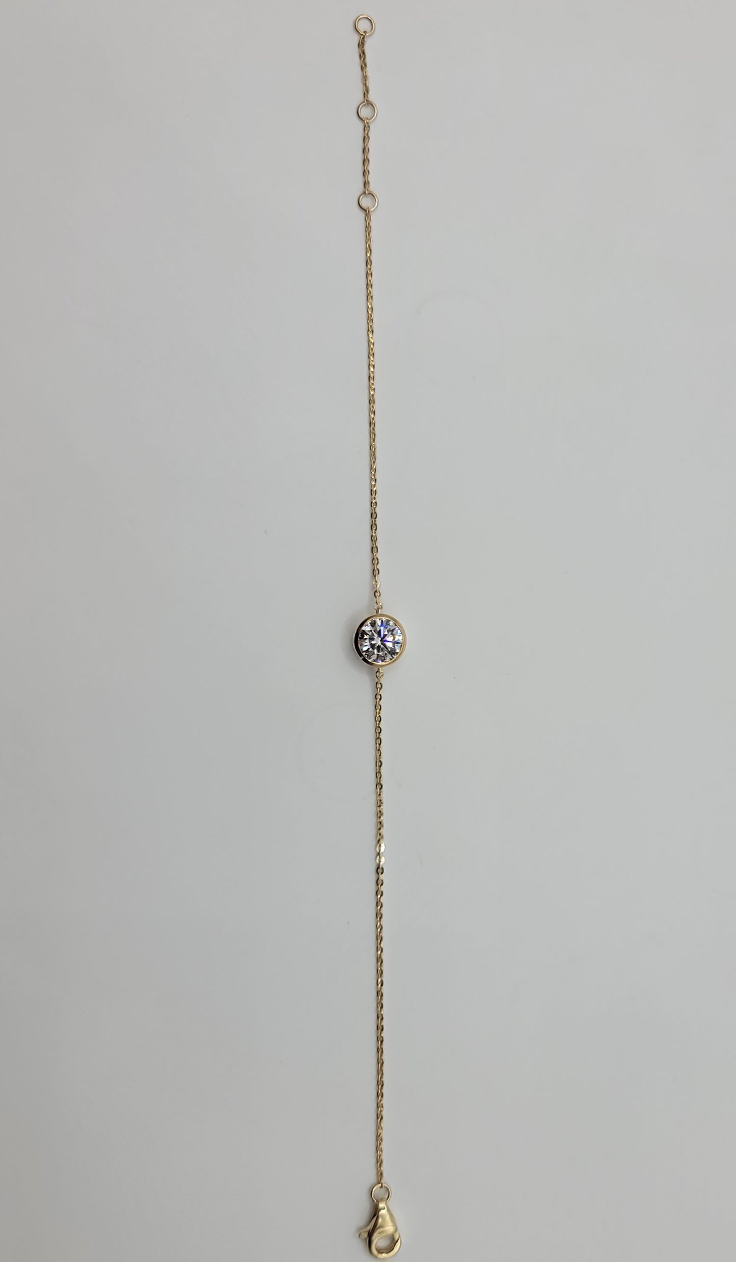 Lab Grown diamond solitaire bracelet on a white background