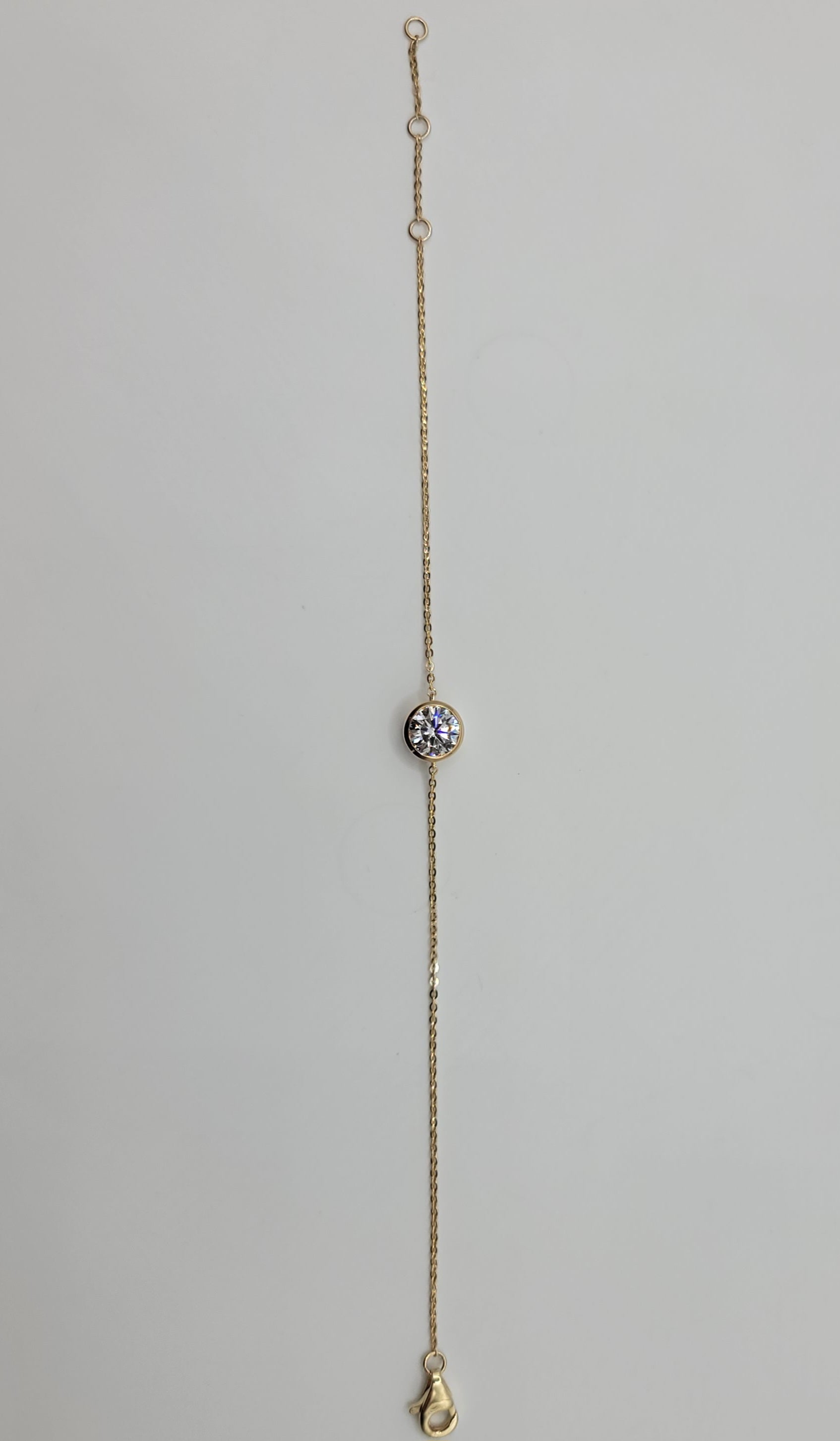 Lab Grown diamond solitaire bracelet on a white background