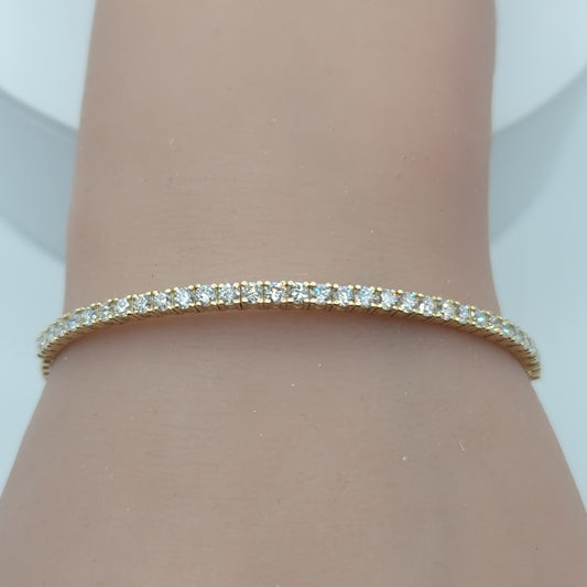 2 Carat Total Weight Lab Grown Diamond 10k Yellow Gold Flexi-Bangle Bracelet
