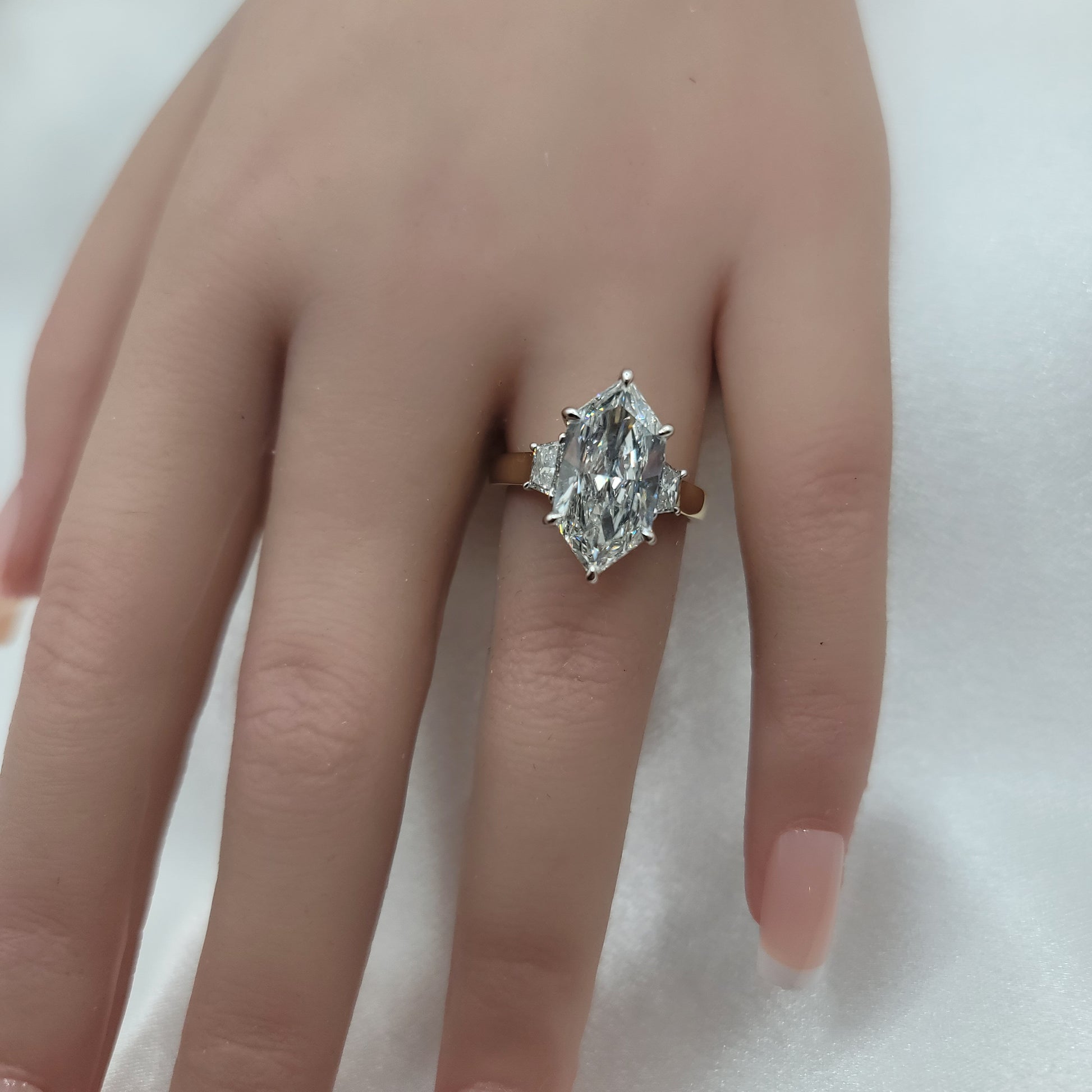 5.20 carat lab grown diamond marquise set in 14k gold ring