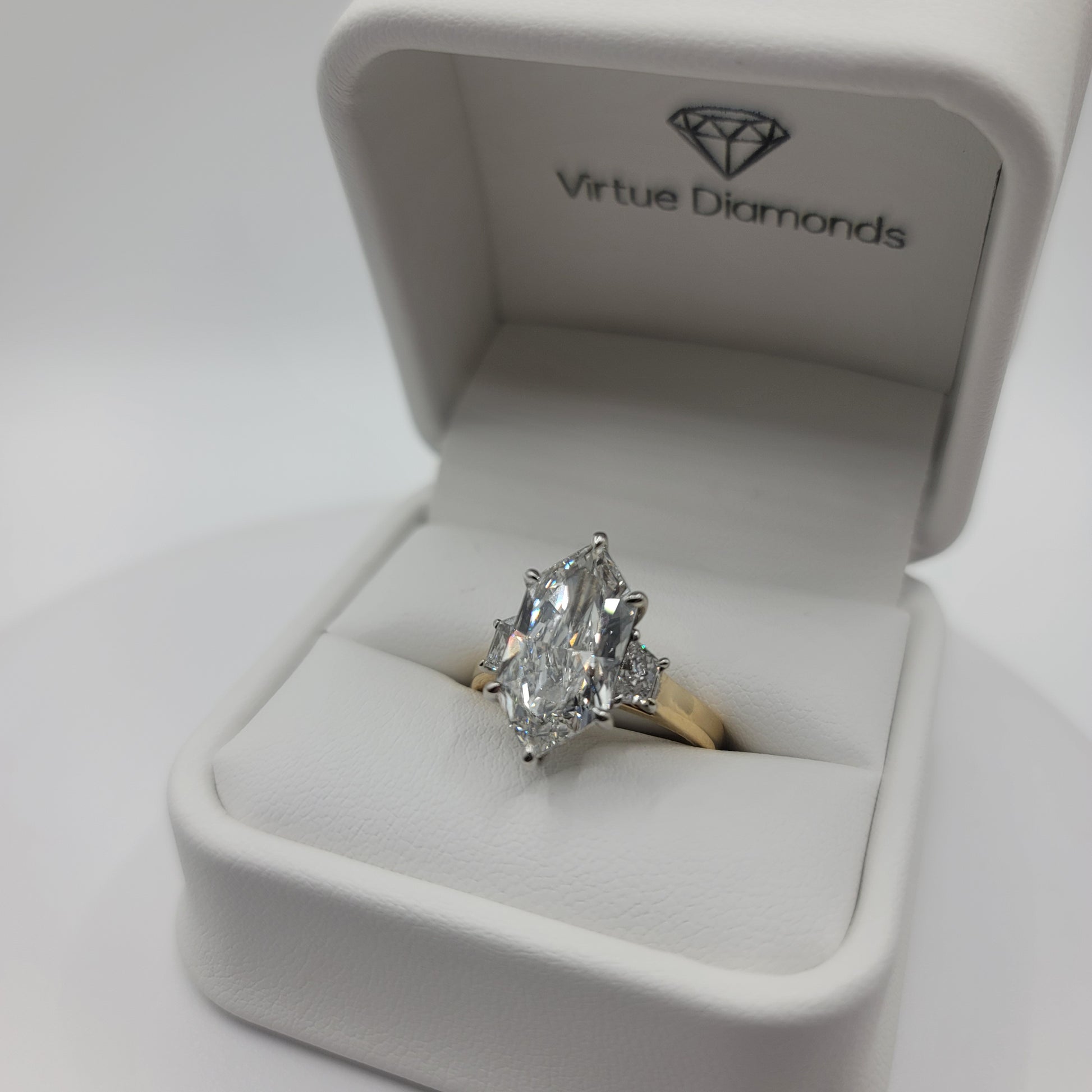 5.20 lab grown dutch marquise in 14k gold ring