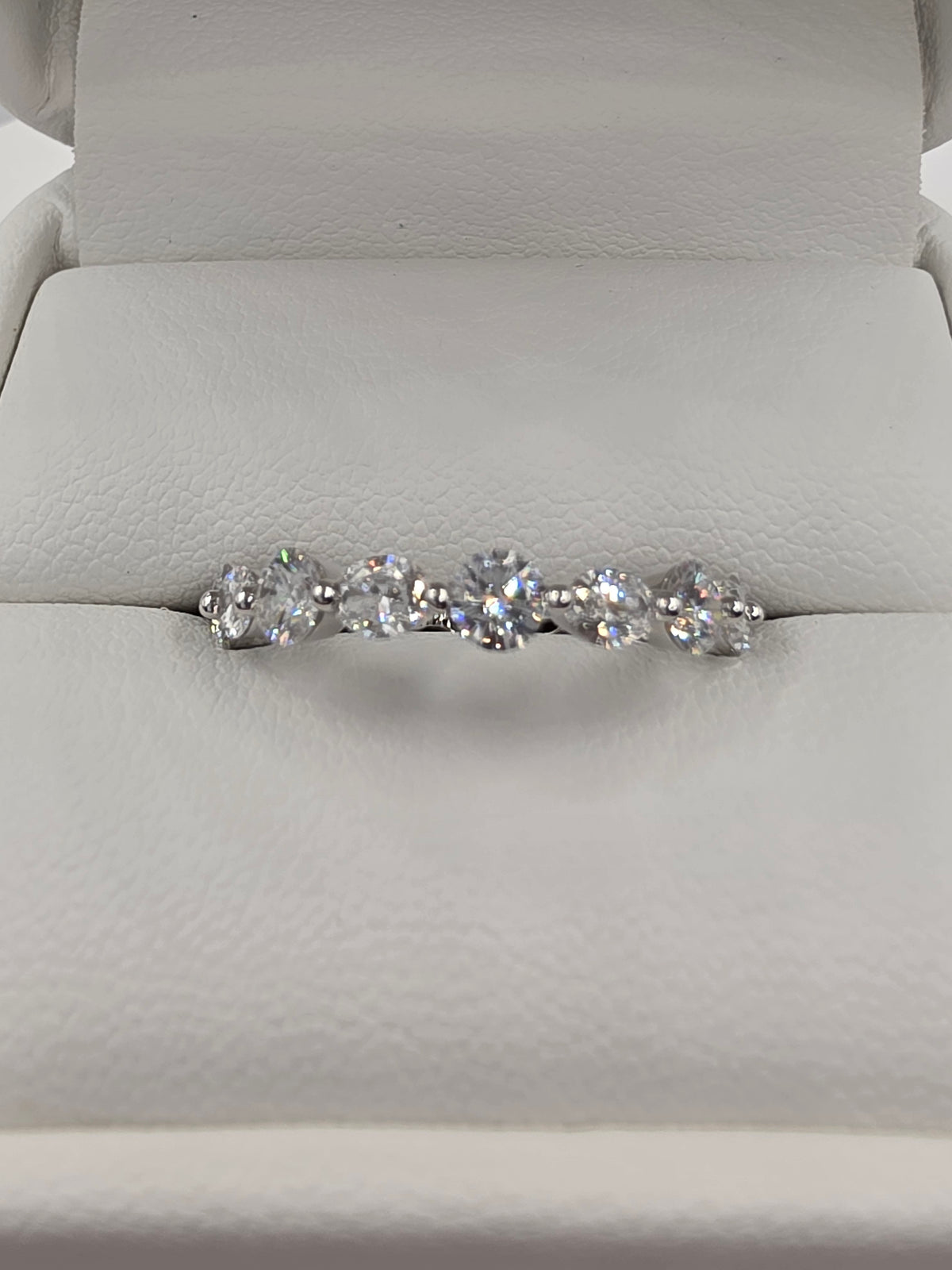 2.35 Carat Eternity Band, Mixed Cut Round & Oval "Bubble Band", 14k White Gold, Size 7