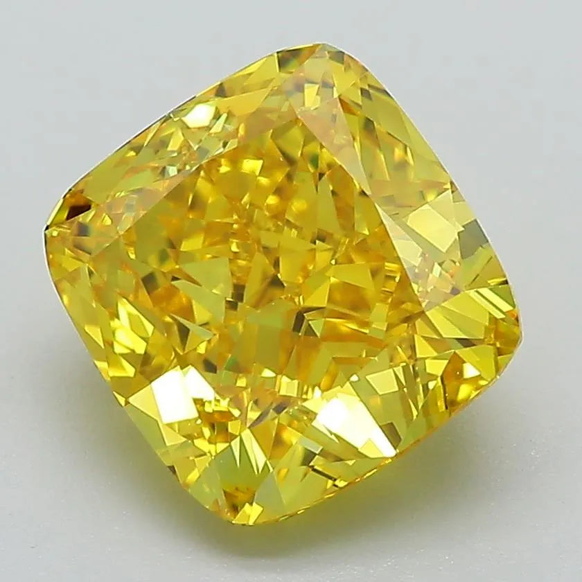 3.51ct Cushion modified Lab Grown Diamond (Colour Fancy Vivid Yellow, Clarity VVS2, IGI Certified)