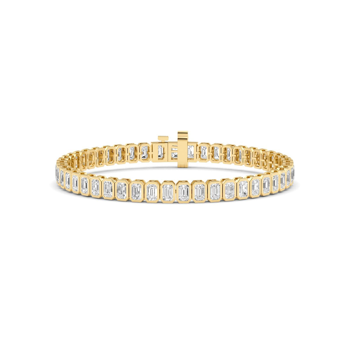 14k 7.7 ctw Emerald Cut Bezel Set 7" Bracelet