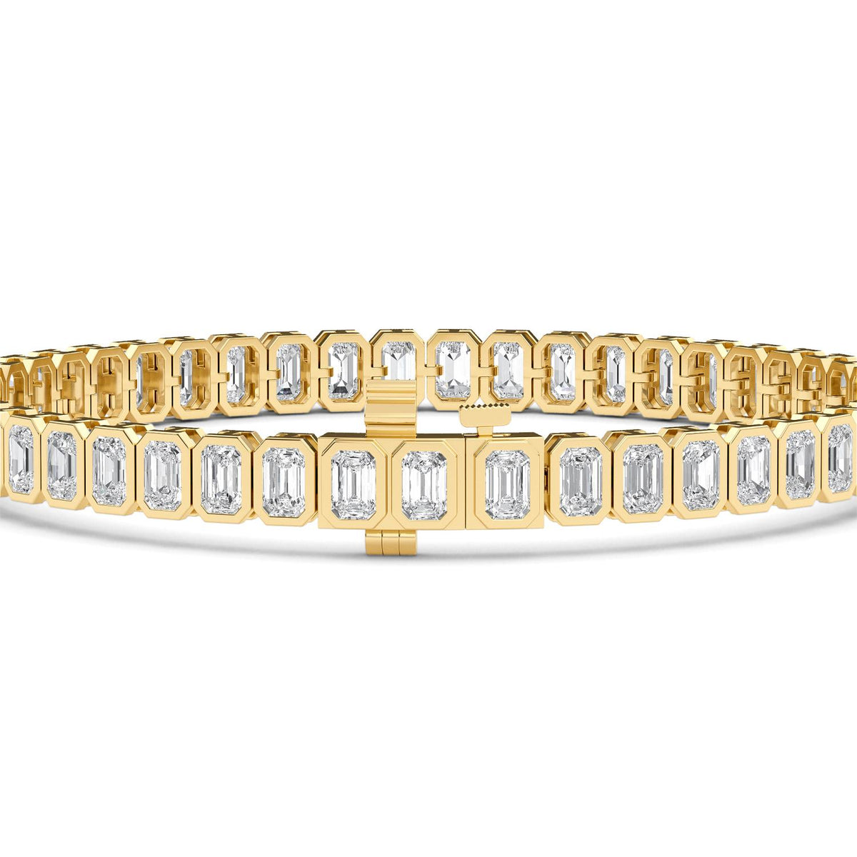 14k 7.7 ctw Emerald Cut Bezel Set 7" Bracelet