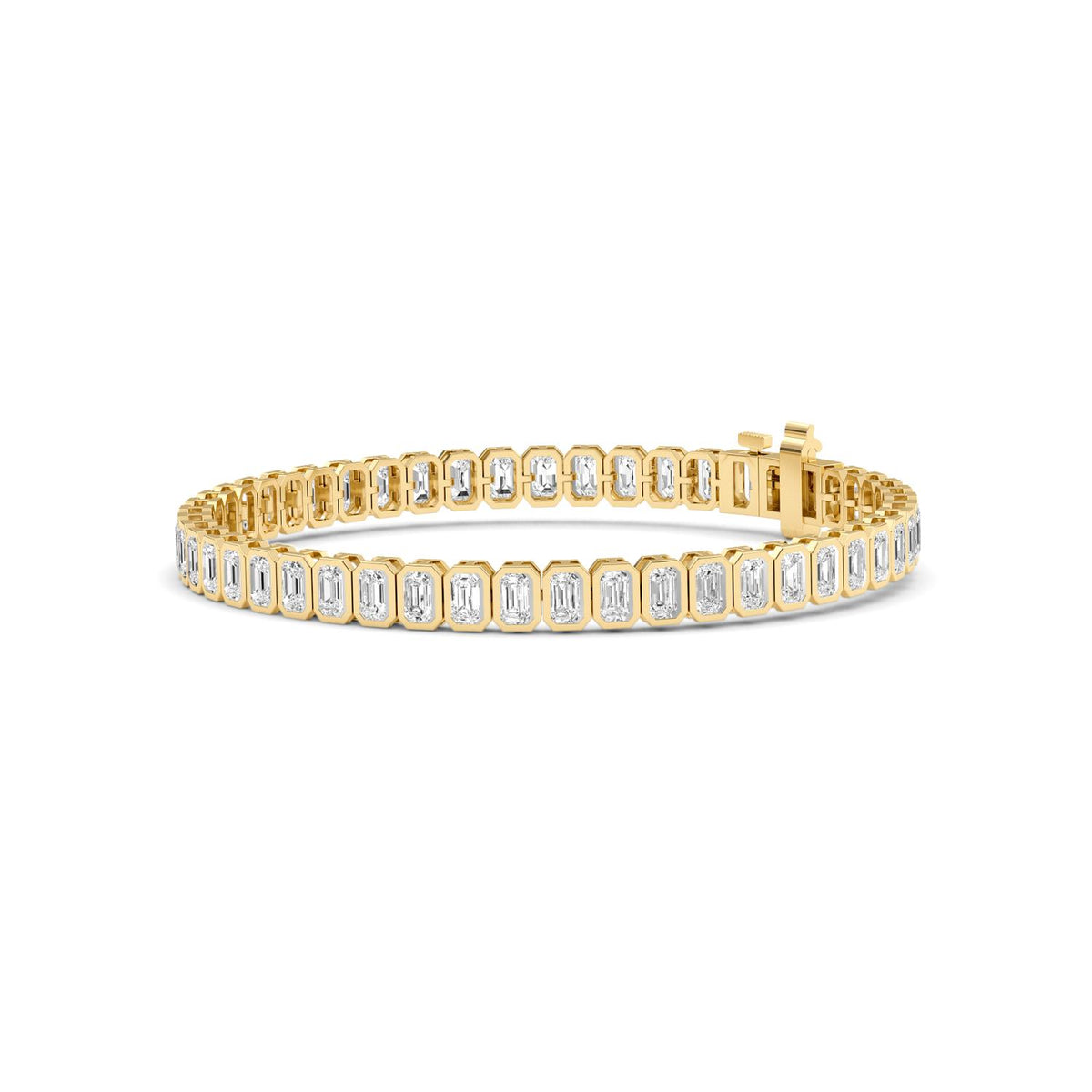 14k 7.7 ctw Emerald Cut Bezel Set 7" Bracelet