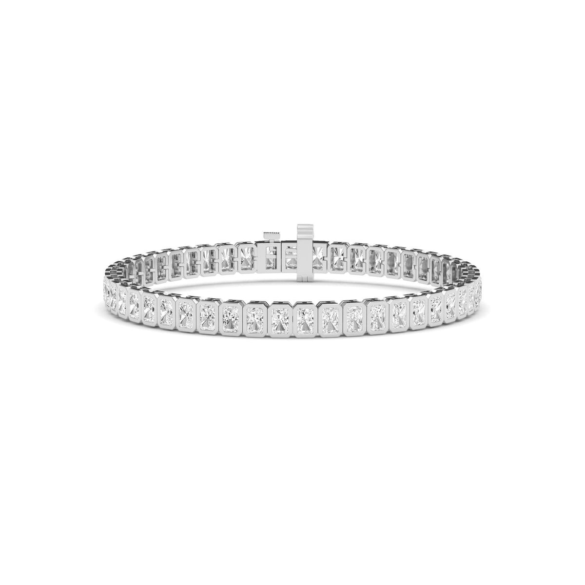14k 7.7 ctw Emerald Cut Bezel Set 7" Bracelet
