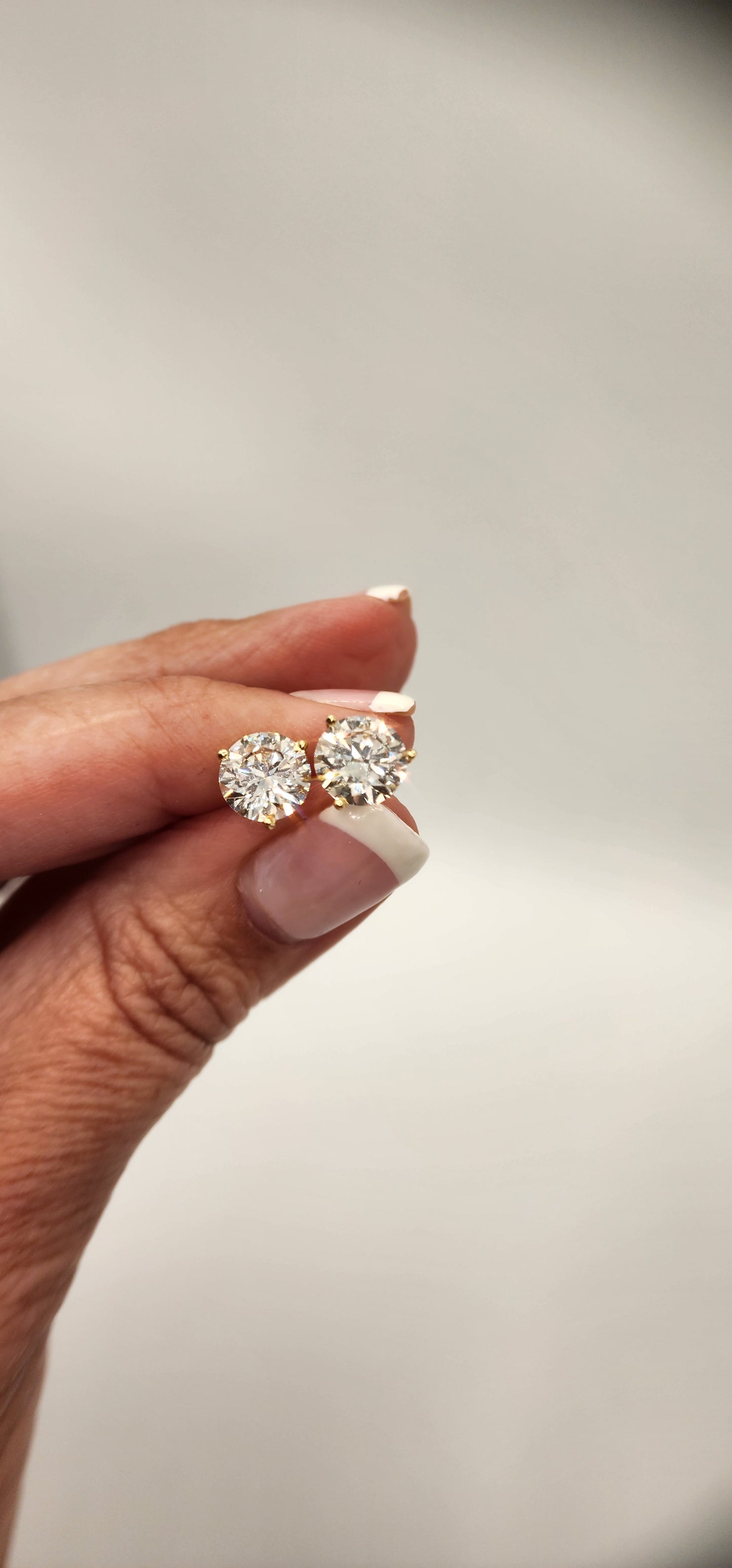 4 Carat Total Weight Diamond Studs, Yellow Gold, 3-Prong Martini Setting