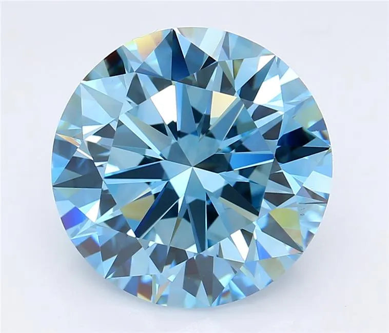 6.02ct Round Lab Grown Diamond (Colour Fancy Vivid Blue, Clarity VVS2, Cut EX, IGI Certified)