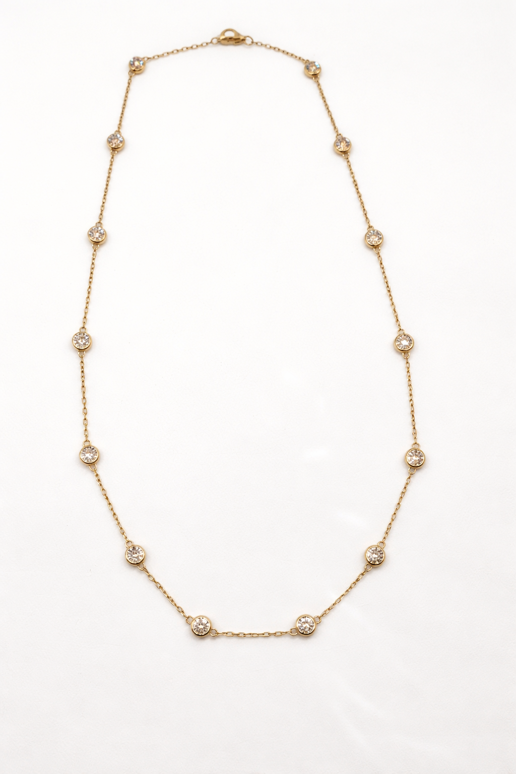 2.5 Carat Total Weight 14k Yellow Gold Station Necklace 18" - Lab Grown Diamonds