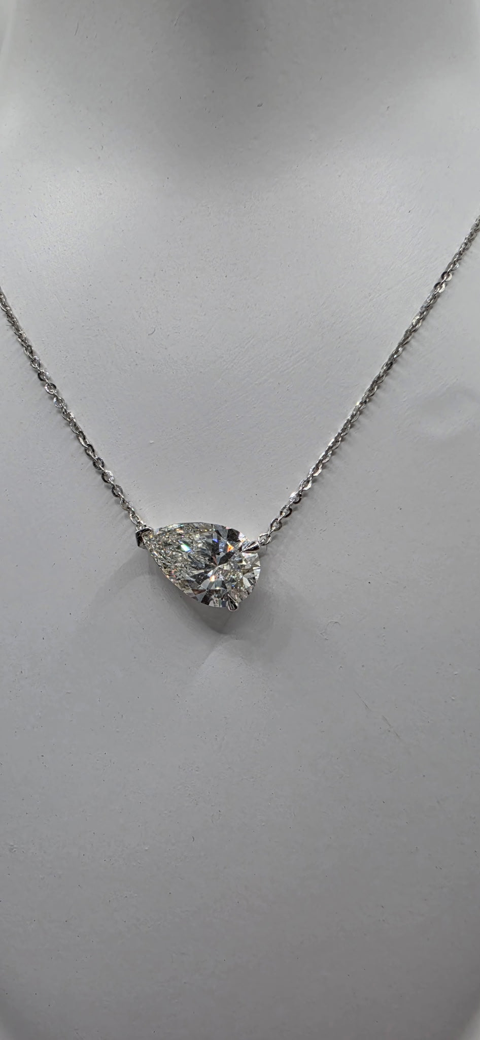 Pear shaped lab grown diamond necklace