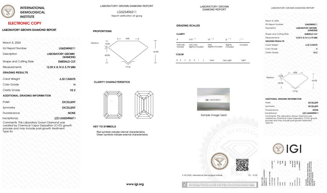 Diamond grading report with IGI logo on a white background