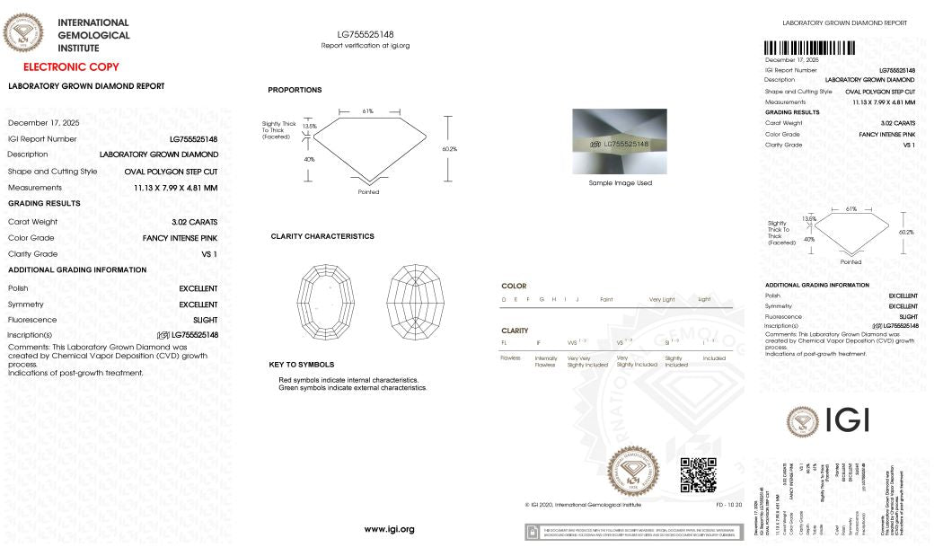 Diamond appraisal report with IGI logo on a white background