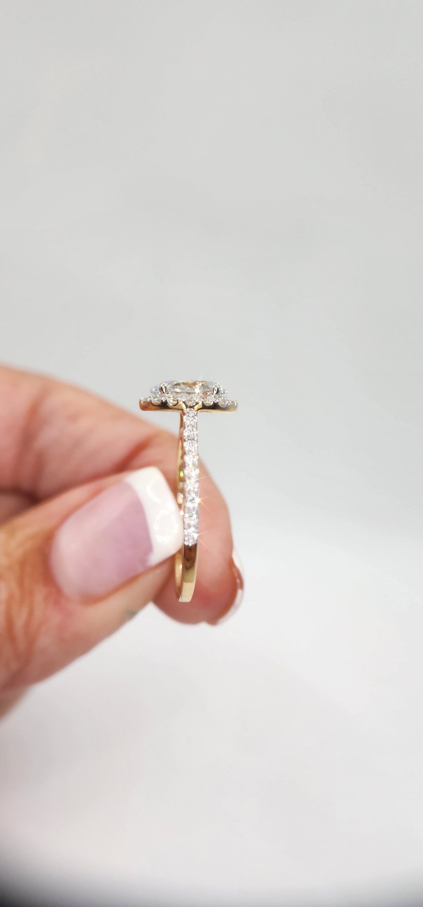 2 Carat Total Weight, Oval Halo Lab Grown Diamond Engagement Ring, Yellow Gold Size 7