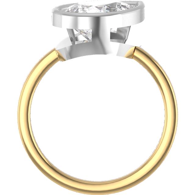 "The Kim Pear Bezel"  3 Carat Pear,  F, VS1 IGI Certified Lab Grown Diamond, set in a 14k White Gold Bezel Setting Head with a 14K Yellow Gold Band
