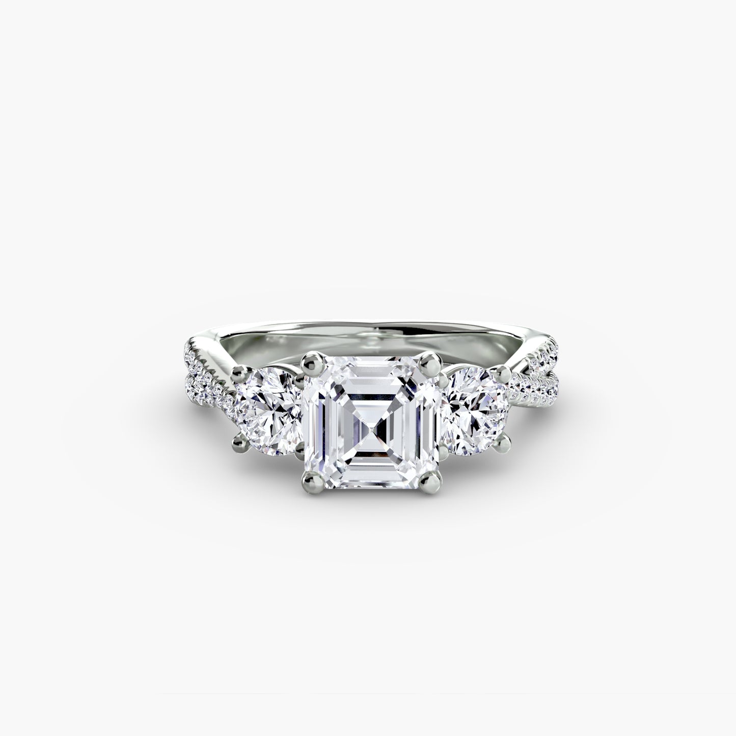 The "Vienna" Three-Stone with Pavé Band