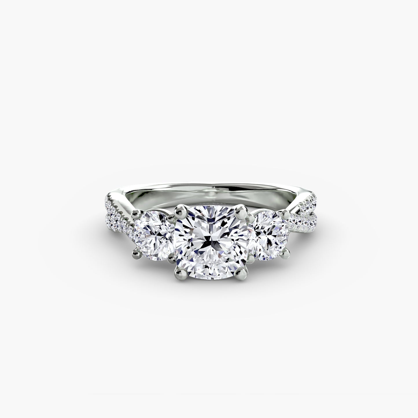 The "Vienna" Three-Stone with Pavé Band