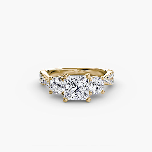 The "Vienna" Three-Stone with Pavé Band