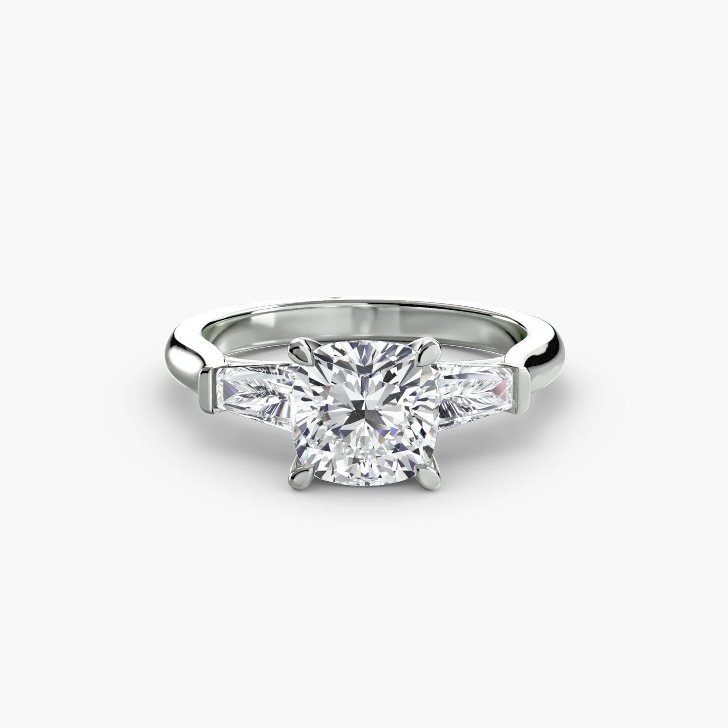 The "Oswego" Three-Stone Ring (Baguette Side Stones)
