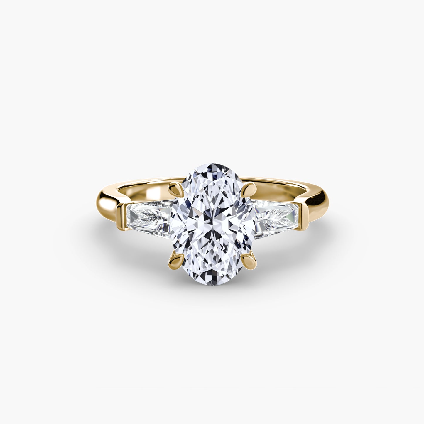 The "Oswego" Three-Stone Ring (Baguette Side Stones)