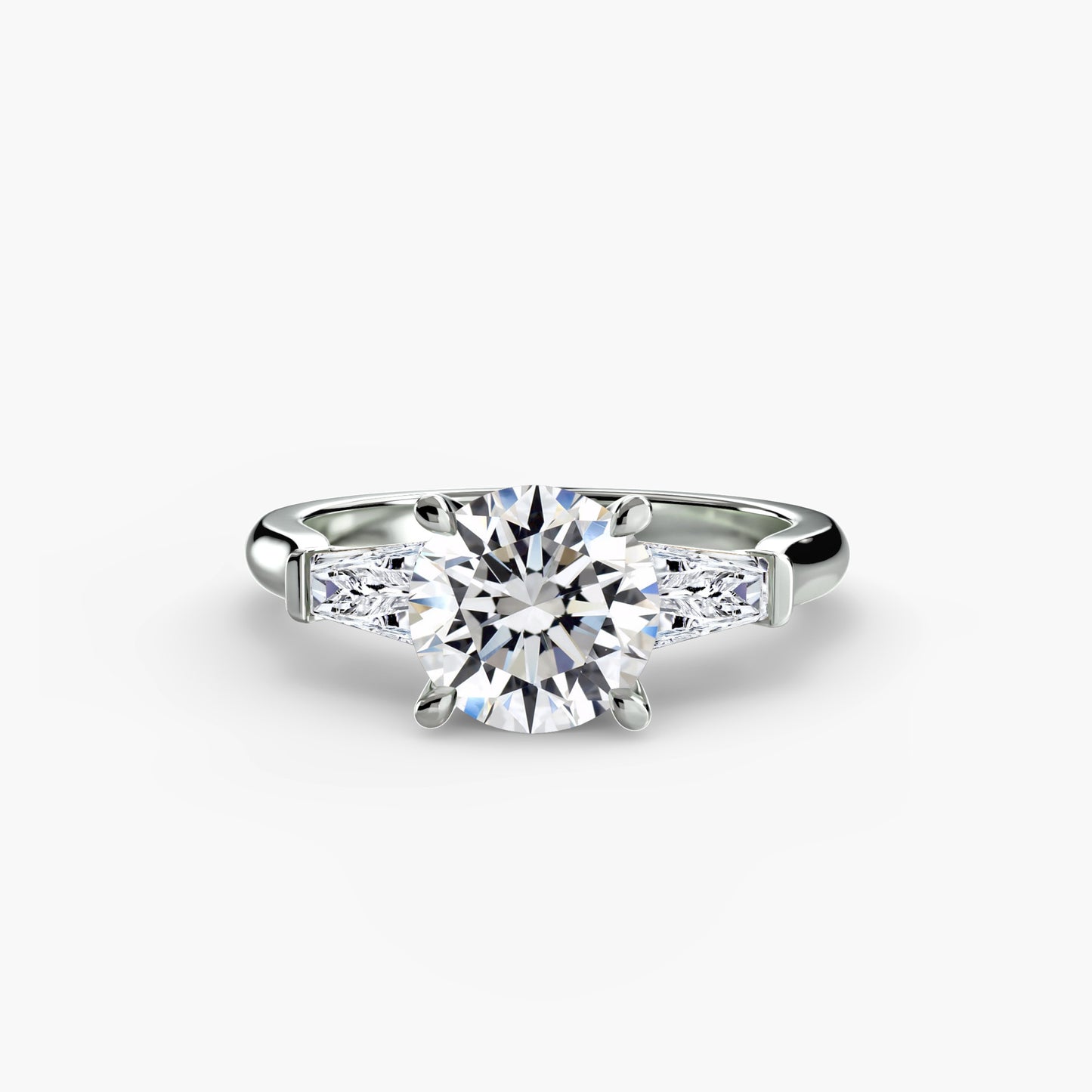 The "Oswego" Three-Stone Ring (Baguette Side Stones)
