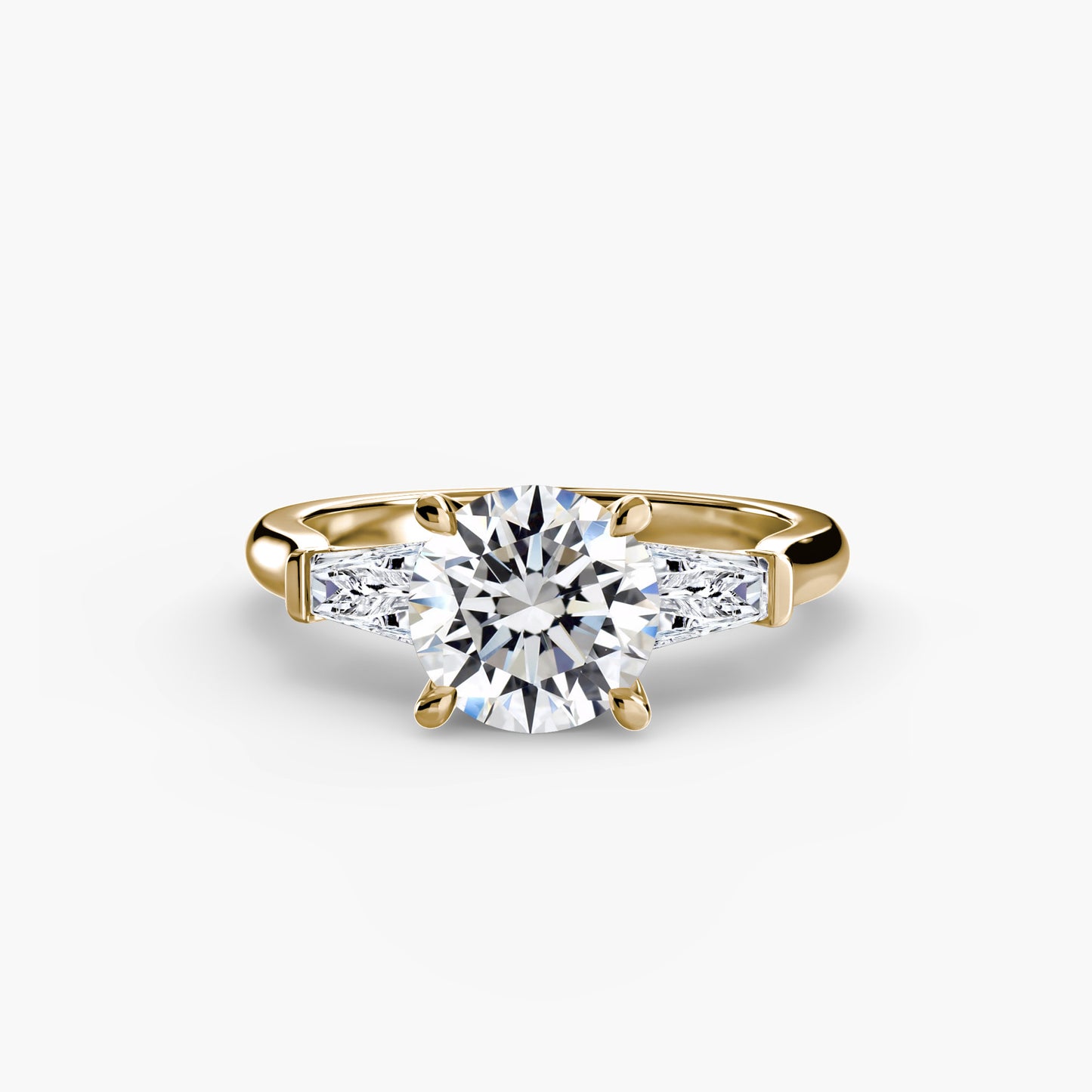 The "Oswego" Three-Stone Ring (Baguette Side Stones)