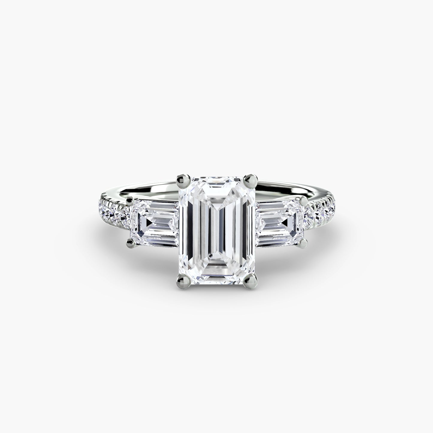 The "Portland" Three-Stone Ring with Pavé Band
