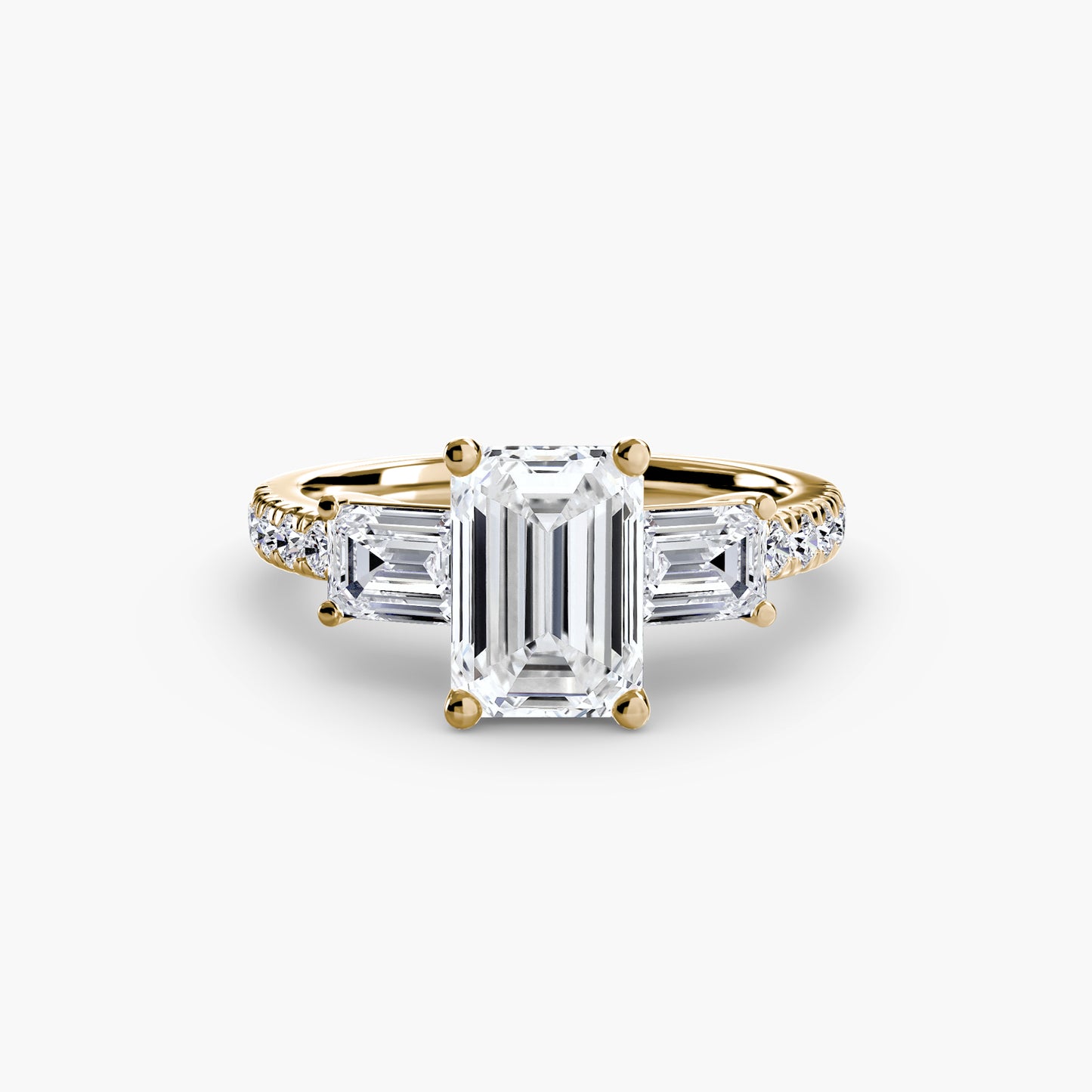 The "Portland" Three-Stone Ring with Pavé Band