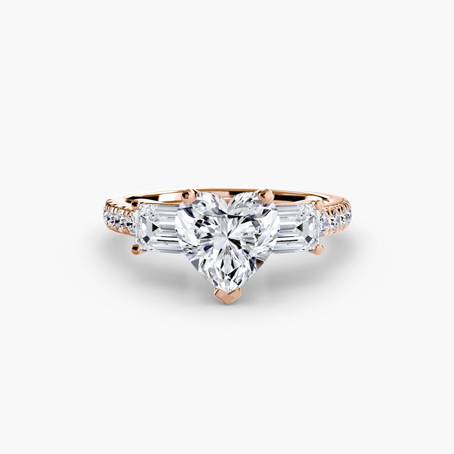 The "Portland" Three-Stone Ring with Pavé Band