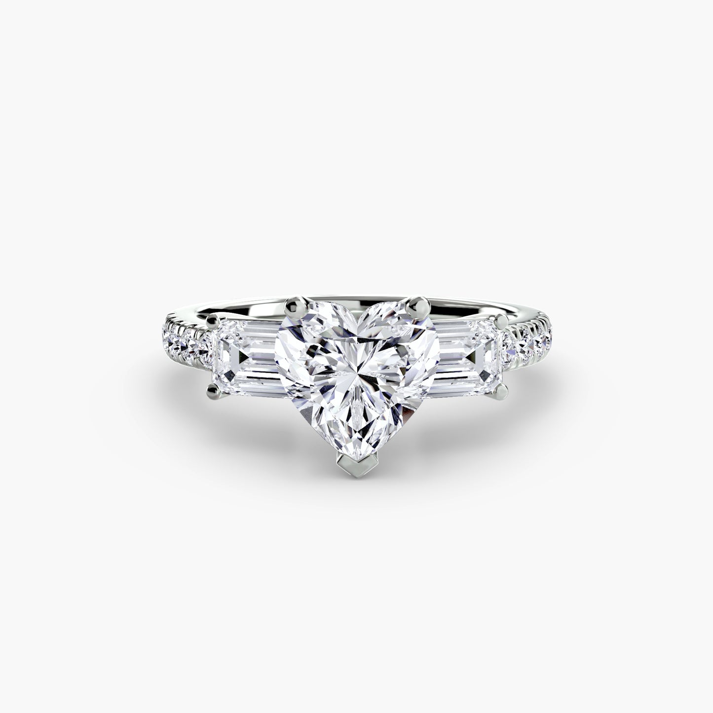 The "Portland" Three-Stone Ring with Pavé Band