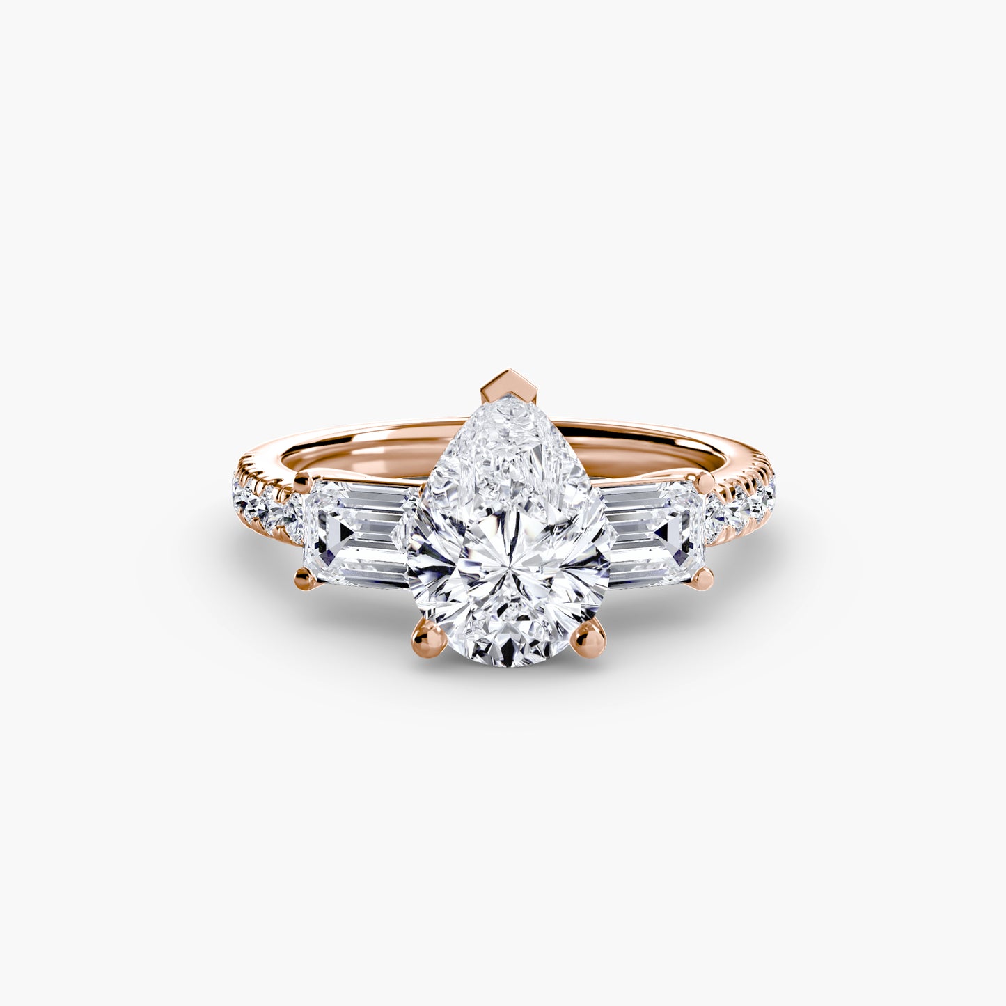 The "Portland" Three-Stone Ring with Pavé Band