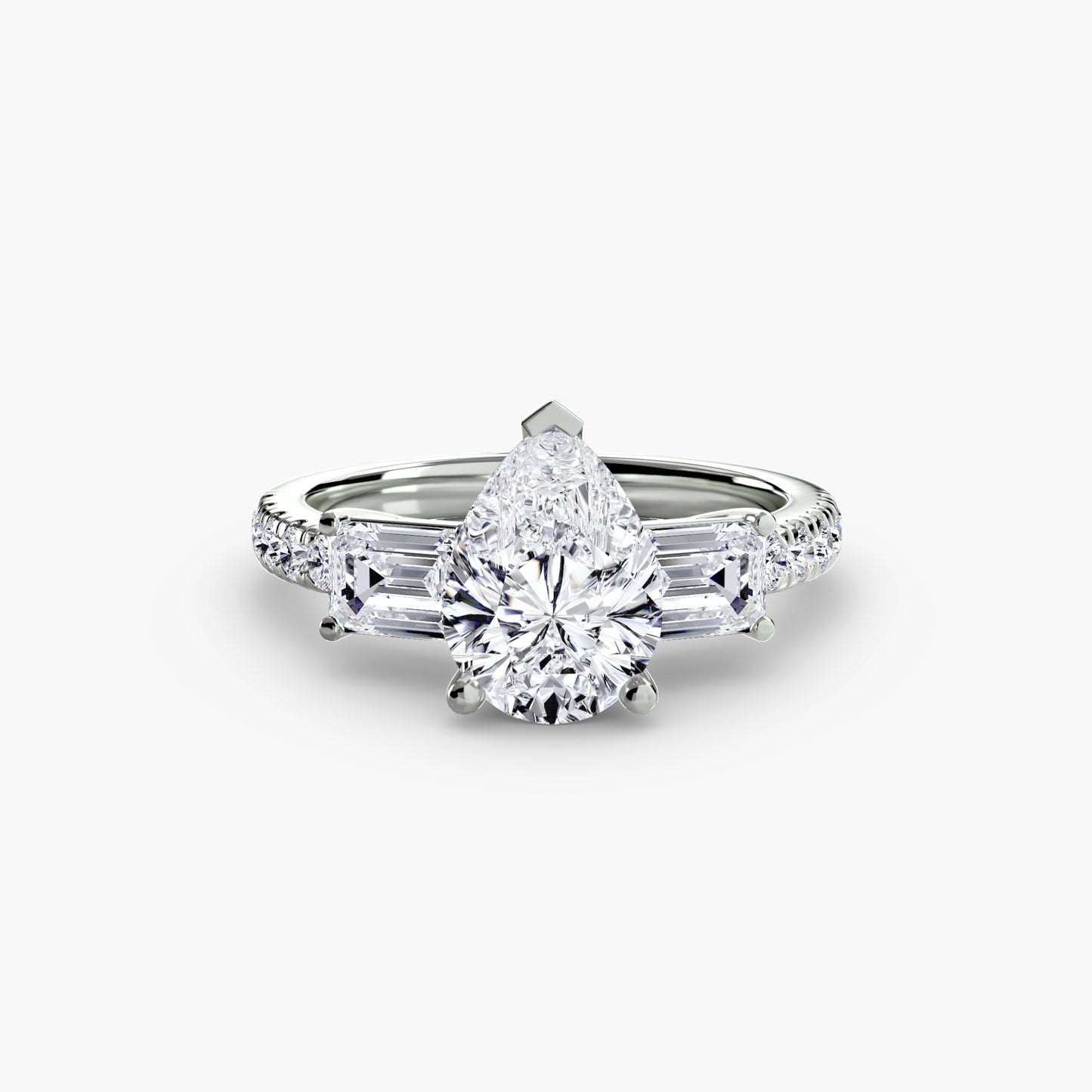 The "Portland" Three-Stone Ring with Pavé Band