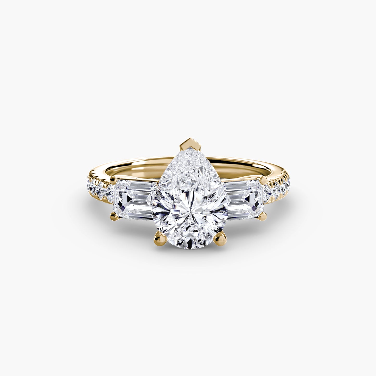 The "Portland" Three-Stone Ring with Pavé Band