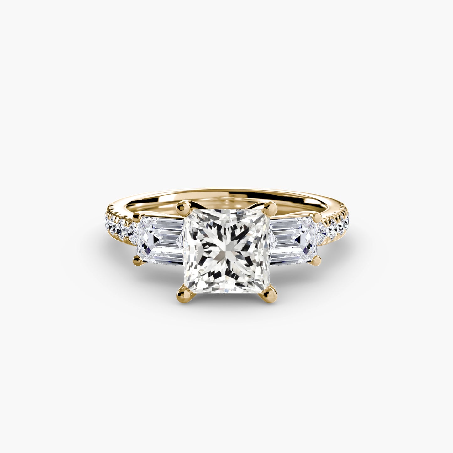 The "Portland" Three-Stone Ring with Pavé Band