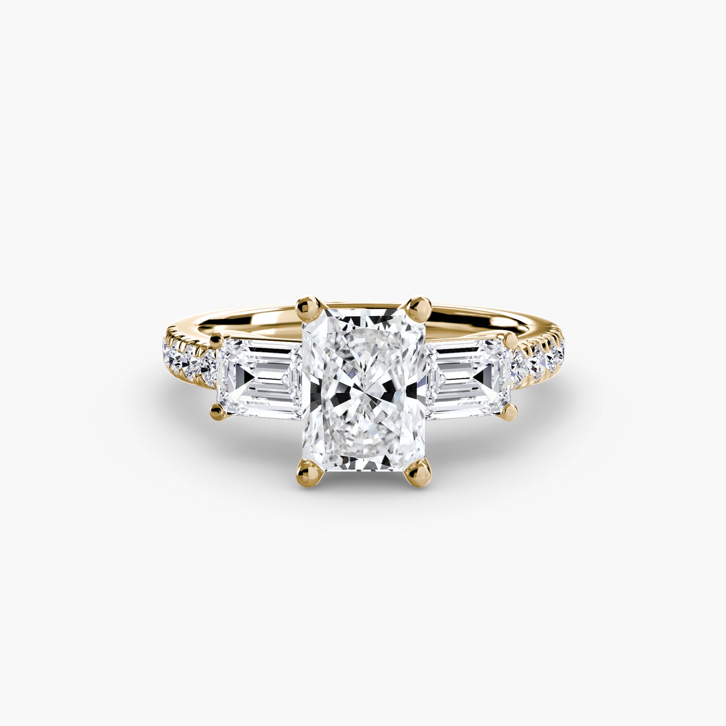 The "Portland" Three-Stone Ring with Pavé Band