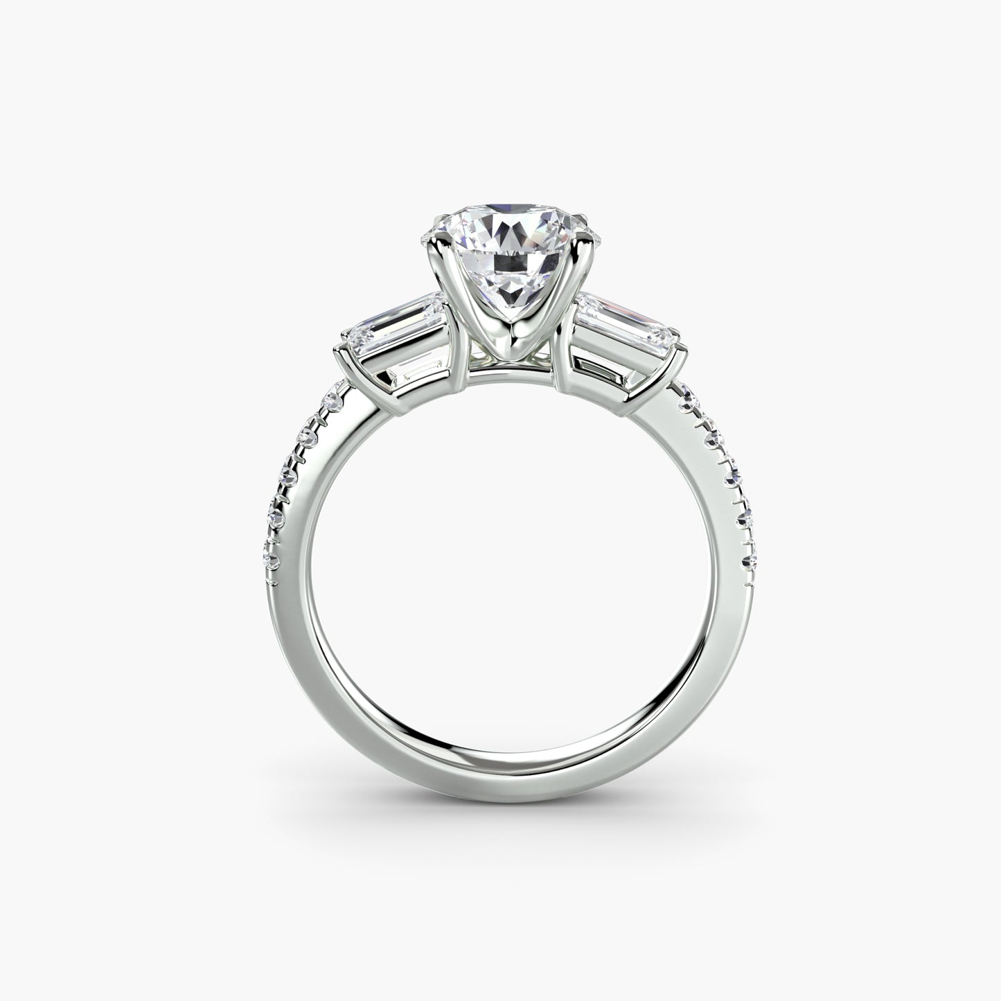 The "Portland" Three-Stone Ring with Pavé Band