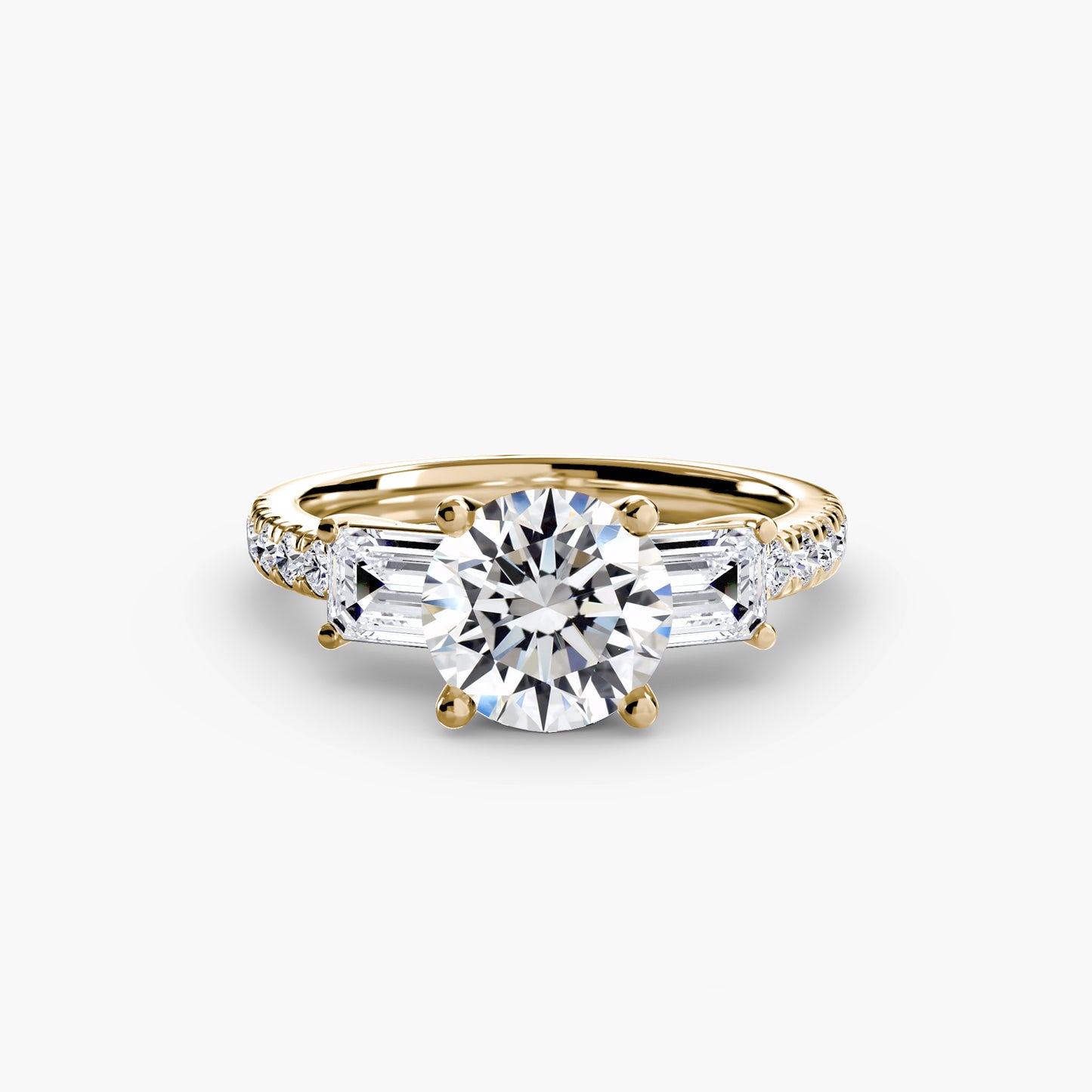 The "Portland" Three-Stone Ring with Pavé Band
