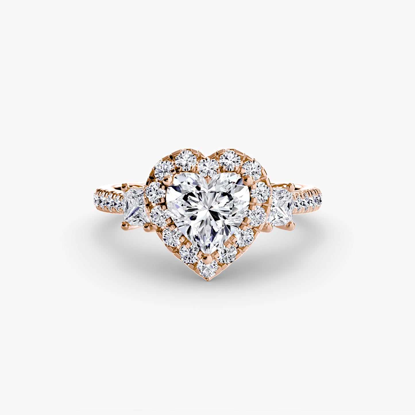 The "La Grande" Three-Stone Ring with Halo