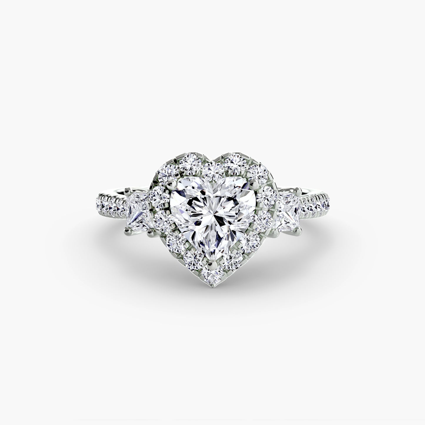 The "La Grande" Three-Stone Ring with Halo