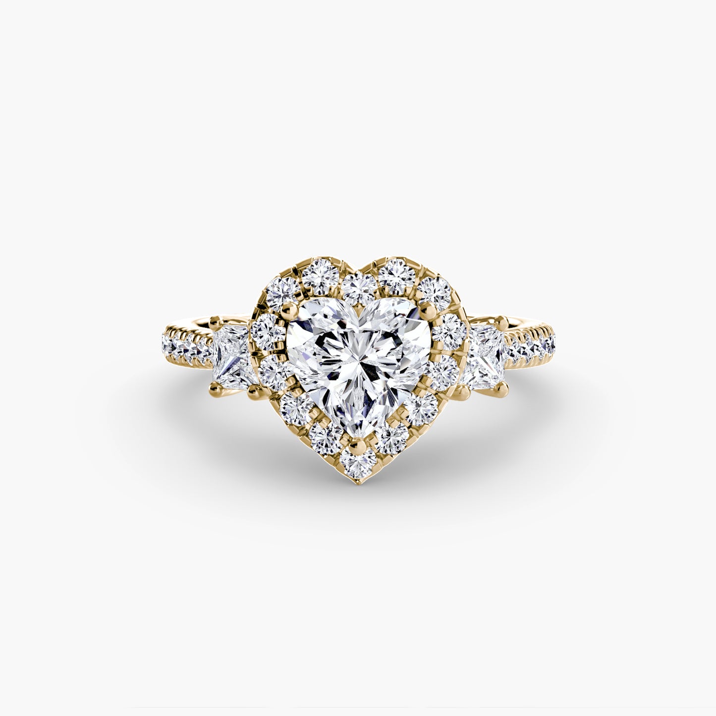 The "La Grande" Three-Stone Ring with Halo