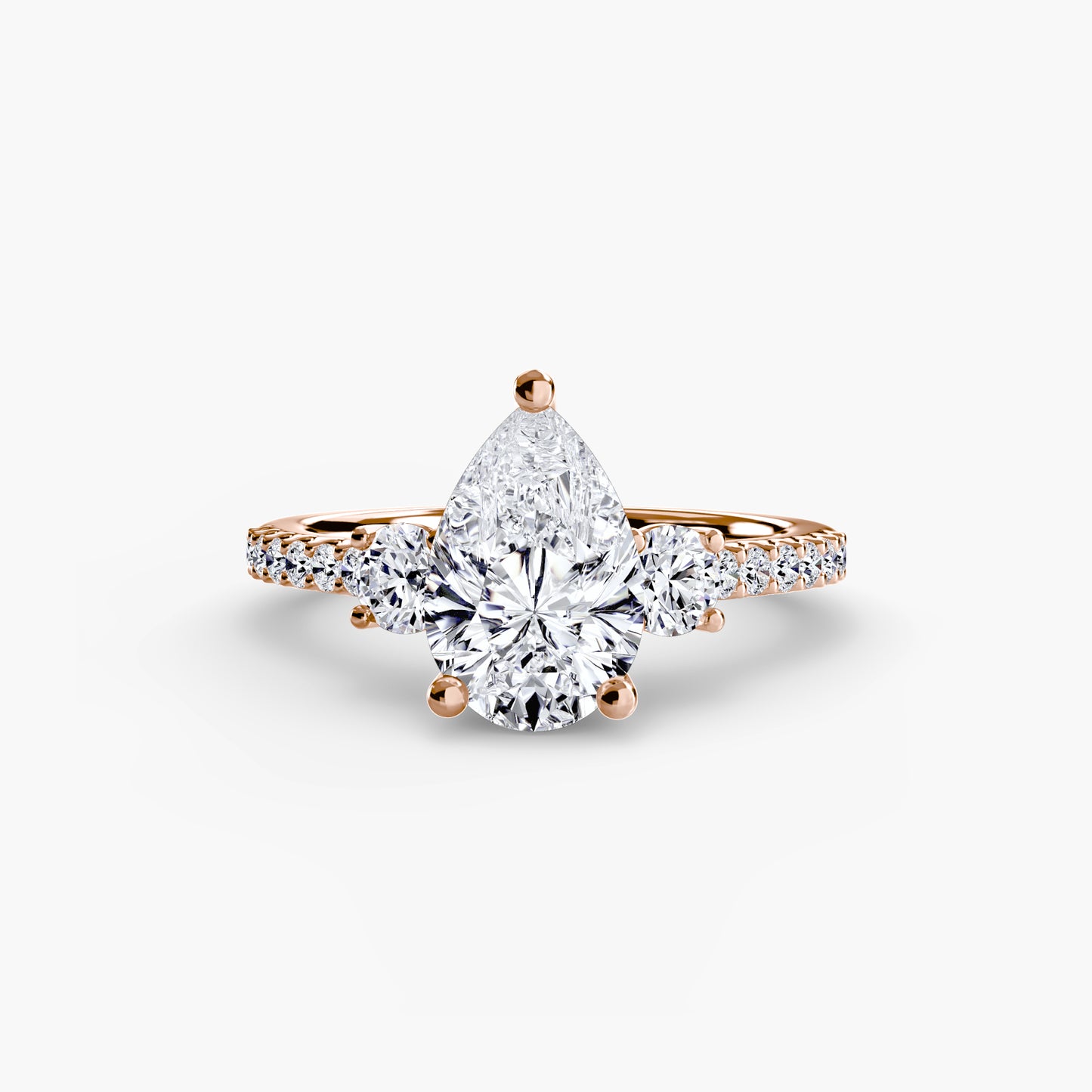 The "Florence" Three-Stone Ring with Pavé Band